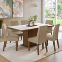 Ver imagem 1 de Conjunto Sala de Jantar Tampo de Madeira 6 Cadeiras Rustic/Branco/Imperial Grasse Madesa