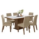 Ver imagem 2 de Conjunto Sala de Jantar Tampo de Madeira 6 Cadeiras Rustic/Branco/Imperial Grasse Madesa