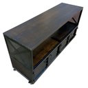 Ver imagem 4 de Rack Estilo Industrial com 4 Portas e 1 Nicho Vazado - Ferro e Madeira - Cor Preta
