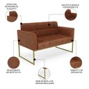 Ver imagem 3 de Sofá Namoradeira Base Industrial Dourado Ana Sintético Pu Nozes - Ibiza