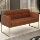 Ver imagem 2 de Sofá Namoradeira Base Industrial Dourado Ana Sintético Pu Nozes - Ibiza