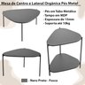Kit Mesa de Centro e Lateral Organica Pes Metal Preto Nero Artesano - 2