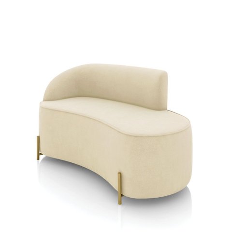 Sofá 2 Lugares Orgânico 140cm Pé Dourado Morgan Suede Bege D03 - D’Rossi
