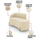 Ver imagem 3 de Sofá 2 Lugares Orgânico 140cm Pé Dourado Morgan Suede Bege D03 - D’Rossi