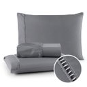 Ver imagem 1 de Roupa de Cama 400 Fios King 3 Peças Ponto Palito Cor:cinza
