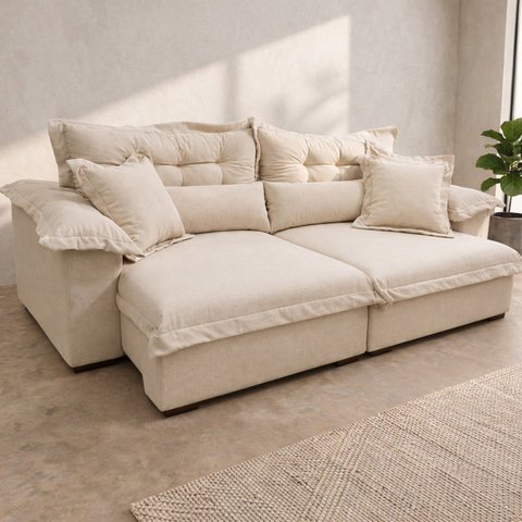 Sofa Linho Retratil Reclinavel Majestade 260 m Premium Yescasa
