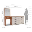 Ver imagem 3 de Cômoda Penteadeira Valência 8 Gavetas Espelho 209x160cm Creme/Freijó 250801