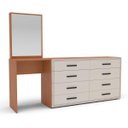Ver imagem 2 de Cômoda Penteadeira Valência 8 Gavetas Espelho 209x160cm Creme/Freijó 250801