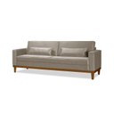 Ver imagem 2 de Sofá Living Valência 2,20mt C/base Madeira- Espuma 8 Cm C/ 2 Almofdas Bege - Estofado Pérola