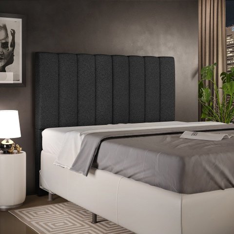 Cabeceira Cama Box Casal 140 cm Dália W01 Crepe Preto - Lyam Decor