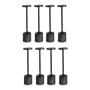 Kit 8 Luminária de Mesa Touch Candeeiro Led sem Fio Recarregável Preto