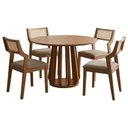 Ver imagem 1 de Mesa de Jantar Redonda Pitanga com 4 Cadeiras Estofadas Acai Linho Bege Natuem