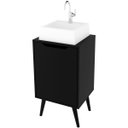 Ver imagem 4 de Gabinete para Banheiro 45 Cm Cuba Quadrada 1 Porta Retrô Preto