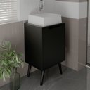 Ver imagem 5 de Gabinete para Banheiro 45 Cm Cuba Quadrada 1 Porta Retrô Preto