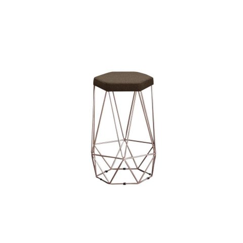 Banqueta Rubi Bronze Linho Marrocos Metal Móveis