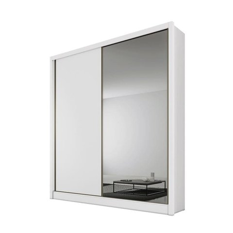 Guarda Roupa Solteiro com Espelho Mdf 3 Gavetas - Toledo-branco - Móveis Novo Horizonte