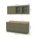 Ver imagem 5 de Cozinha Compacta Modulada 4 Peças 6 Portas 3 Gavetas com Vidro e Tampo 100% MDF Sevilha Verde Hill