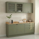 Ver imagem 1 de Cozinha Compacta Modulada 4 Peças 6 Portas 3 Gavetas com Vidro e Tampo 100% MDF Sevilha Verde Hill
