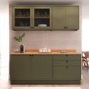 Ver imagem 3 de Cozinha Compacta 4 Peças 6 Portas 3 Gavetas com Vidro e Tampo 100% MDF Sevilha Verde Hill