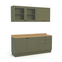 Ver imagem 4 de Cozinha Compacta Modulada 4 Peças 6 Portas 3 Gavetas com Vidro e Tampo 100% MDF Sevilha Verde Hill