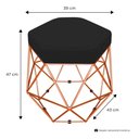 Ver imagem 3 de Puff Banco Decorativo Aramado Hexagonal Base Eiffel Bronze Suede Vermelho - Desk Design