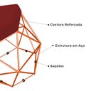 Ver imagem 4 de Puff Banco Decorativo Aramado Hexagonal Base Eiffel Bronze Suede Vermelho - Desk Design