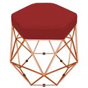 Ver imagem 1 de Puff Banco Decorativo Aramado Hexagonal Base Eiffel Bronze Suede Vermelho - Desk Design
