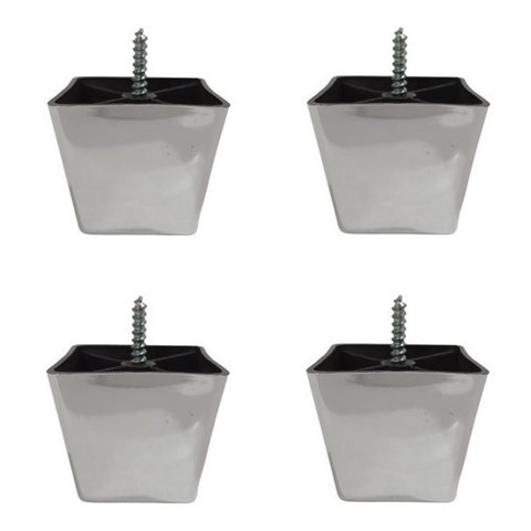 Kit 4 Pés para Sofa Rack Estofados Modelo Cadency Cromado Trapézio Alt 6 Cm