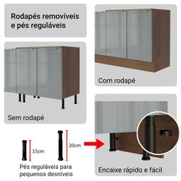 Armário de Cozinha Completa 566cm Rustic/cinza Lux Madesa 01 - 11