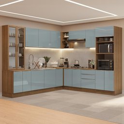 Armário de Cozinha Completa 566cm Rustic/cinza Lux Madesa 01 - 2