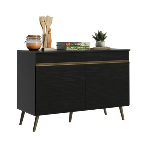 Balcão de Cozinha Gabinete Pia 120cm com 2 Portas Retrô Florença Multimóveis MP2445 Preto