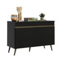 Ver imagem 1 de Balcão de Cozinha Gabinete Pia 120cm com 2 Portas Retrô Florença Multimóveis MP2445 Preto