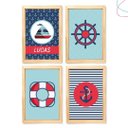 Ver imagem 1 de 4 Quadros Decorativo Infantil Marinheiro Náutico Moldura:pinus
