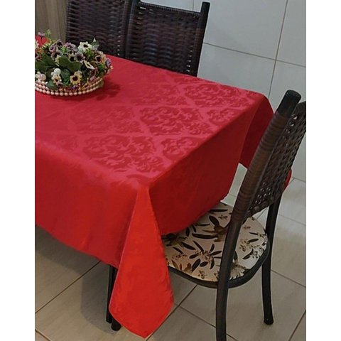 Toalha Mesa Quadrada Jacquard 4 Lugares 140x140cm - Vermelha
