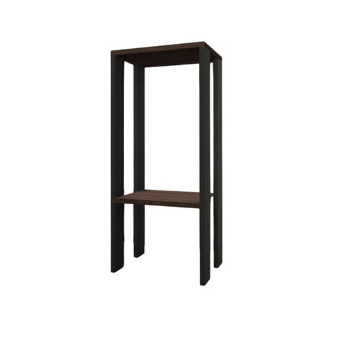 Mesa Alta Mesa de Canto Mesa de Apoio Mesa de Bebedouro Mesa Lateral Preto com Amadeirado Escuro