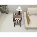 Ver imagem 3 de Mesa Alta Mesa de Canto Mesa de Apoio Mesa de Bebedouro Mesa Lateral Preto com Amadeirado Escuro