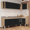 Ver imagem 2 de Armário de Cozinha Modulado de Canto Esquerdo 5 Peças Cp54 com Pia Inox Castanho/preto - Lumil Lumil