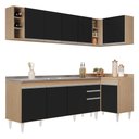 Ver imagem 1 de Armário de Cozinha Modulado de Canto Esquerdo 5 Peças Cp54 com Pia Inox Castanho/preto - Lumil Lumil