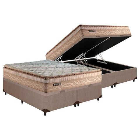 Cama Box Baú Queen: Colchão Molas Paropas MasterPocket Ensacadas Eco Bamboo + Base CRC Courano Clean