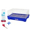 Kit Gaiola Porquinho Índia Aramado Bandeja Bebedouro 300ml - Azul - 1