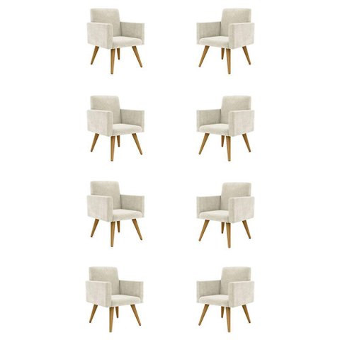 Kit 08 Cadeiras Poltronas Decorativa - Escritório - Recepção Cor:bege