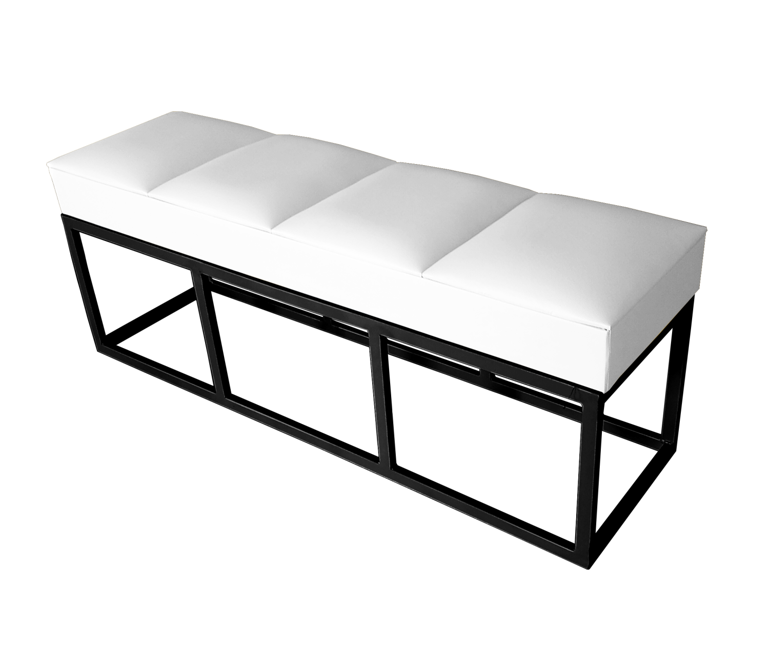 Recamier King Branco Corino Base de Metal Preto Square Módena - 1