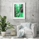 Ver imagem 1 de Quadro Decorativo Buda Verde - 60x48cm:madeira Branca