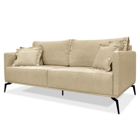 Sofá 2 Lugares 160cm Pés de Metal Vecchia S06 Linho Dourado - Mpozenato