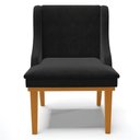 Ver imagem 4 de Kit 5 Cadeiras Decorativas Sala de Jantar Base Fixa de Madeira Firenze Suede Preto/castanho