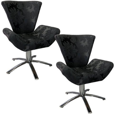 Kit Duas Poltronas Giratória Elegance Jacquard:preto