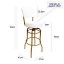 Ver imagem 4 de Banqueta Bar Giratória com Encosto Estofado Altura 65cm Cor Dourado Fosco Assento Grosso Confortável