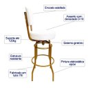 Ver imagem 2 de Banqueta Bar Giratória com Encosto Estofado Altura 65cm Cor Dourado Fosco Assento Grosso Confortável