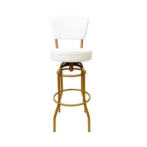 Banqueta Bar Giratória com Encosto Estofado Altura 65cm Cor Dourado Fosco Assento Grosso Confortável