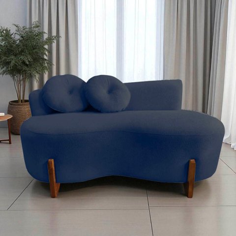 Namoradeira Sofá Feijão Lounge Orgânica Veludo Azul Marinho